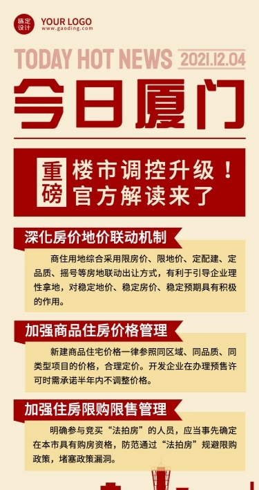 房地产楼市政策新闻长图海报