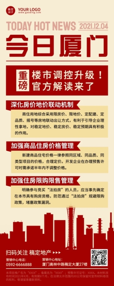房地产楼市政策新闻长图海报预览效果