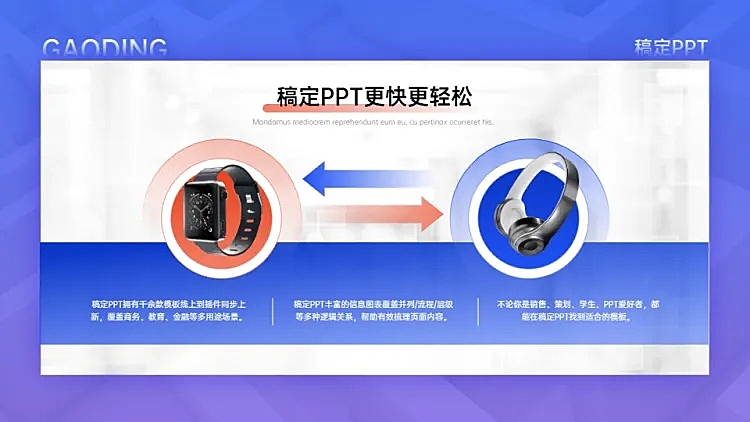 并列关系3项PPT图文页