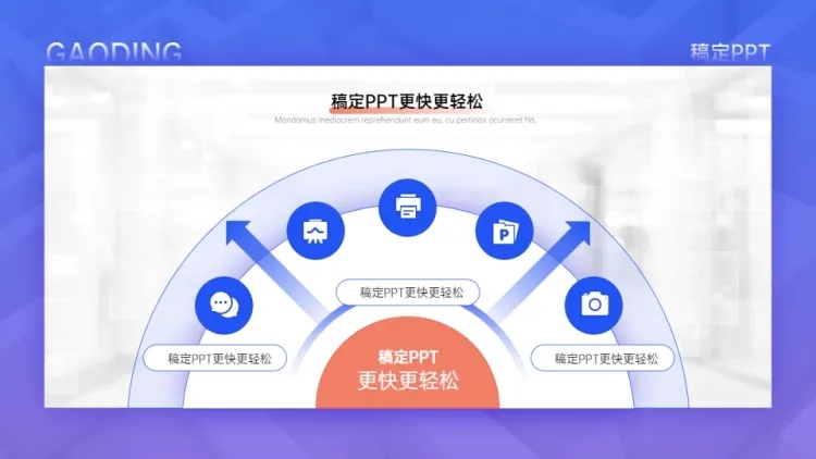 发散汇聚关系3项PPT图文页预览效果