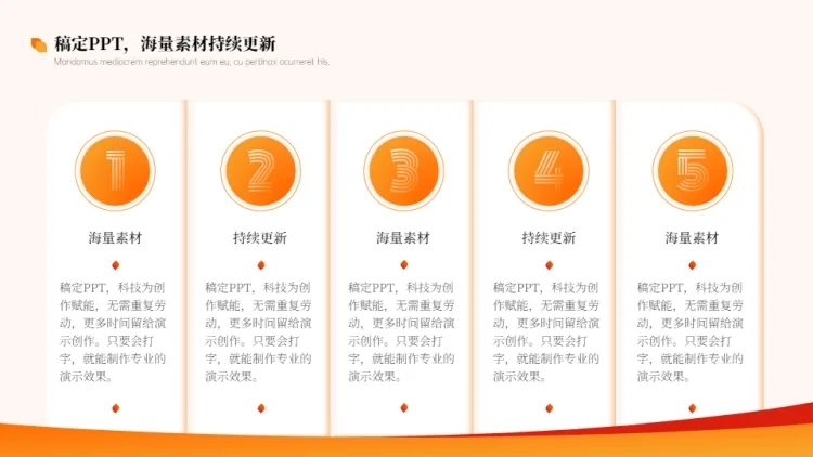 并列关系5项PPT图文页预览效果