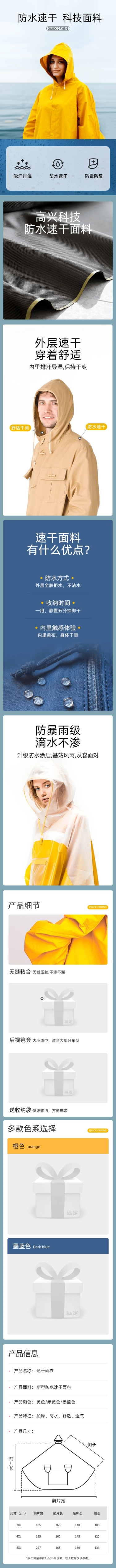 点击进入编辑 简约春上新百货雨衣详情页预览效果
