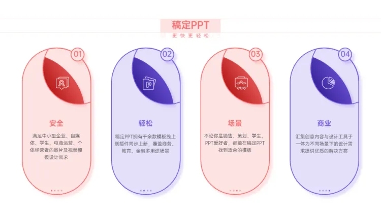 并列关系4项PPT图文页预览效果