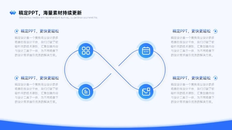 循环关系4项PPT图文页预览效果