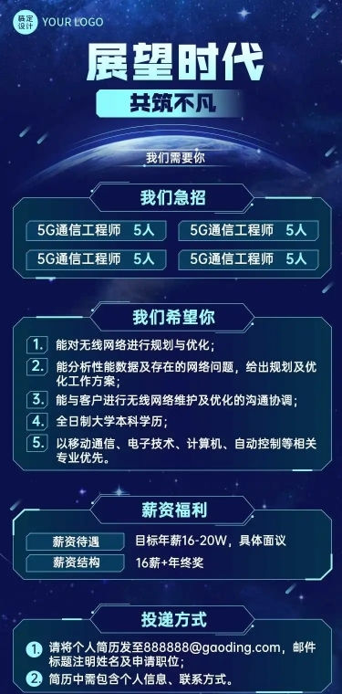 H5长页通信行业招聘电子通讯春招在线报名社会招聘春招科技