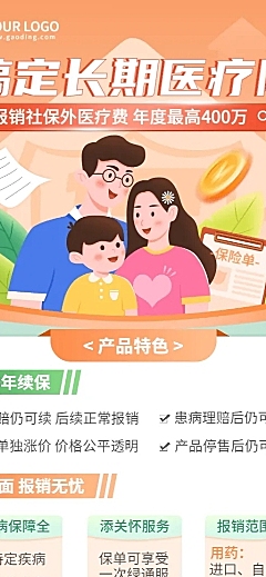 金融保险医疗险产品营销案例分析插画长图海报
