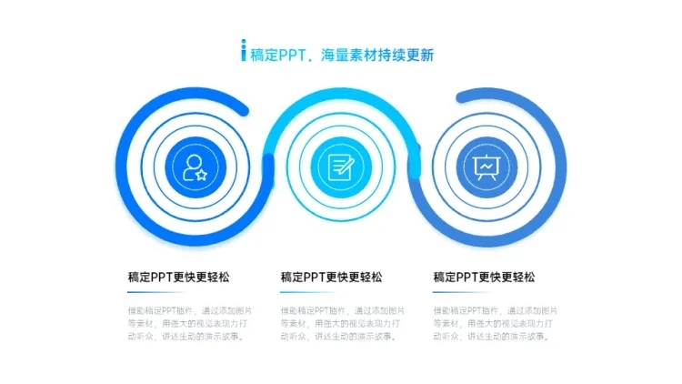 并列关系流程关系3项PPT图文页预览效果