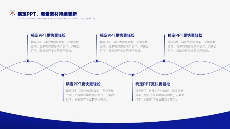 流程关系5项PPT图文页预览效果