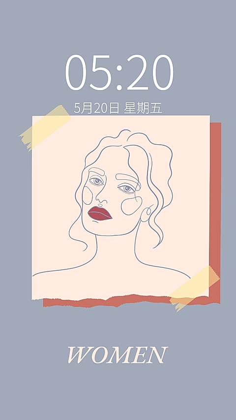 妇女节ins简约线条手机壁纸