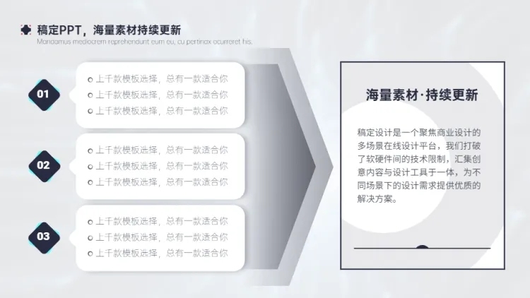 列表层级关系3项PPT图文页预览效果