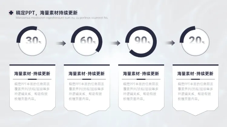 列表流程关系4项PPT图文页预览效果