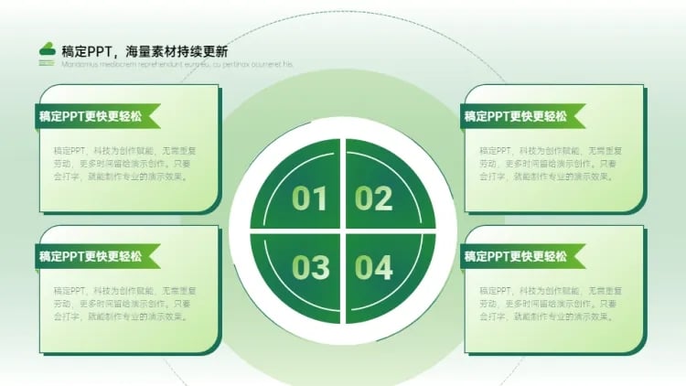 列表循环关系4项PPT图文页预览效果