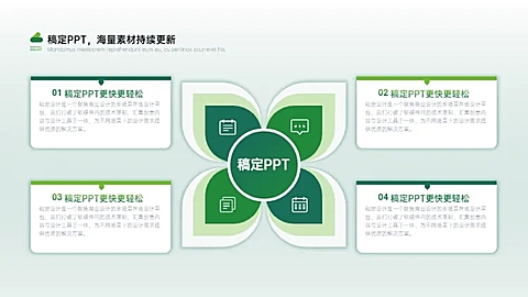 列表总分关系4项PPT图文页