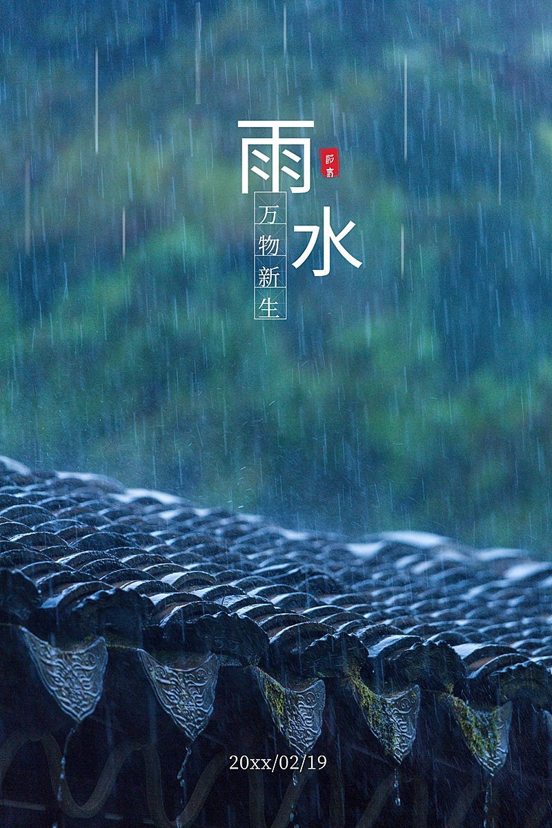 节气雨水节气祝福简约风plog模板