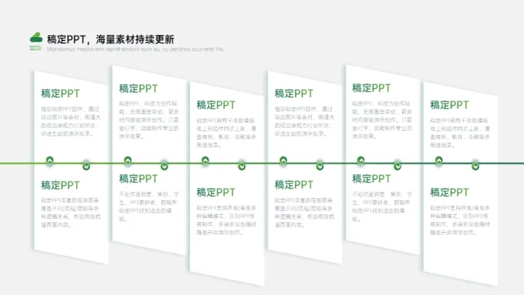 列表鱼骨图多项PPT图文页预览效果