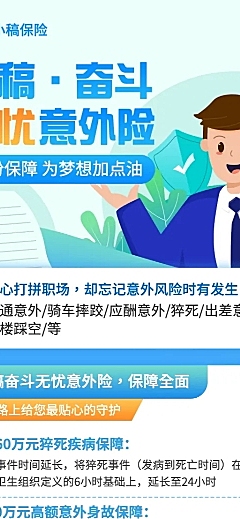 金融保险意外险产品介绍营销案例分析插画长图海报