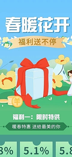 金融保险银行春季活动营销福利插画文章长图