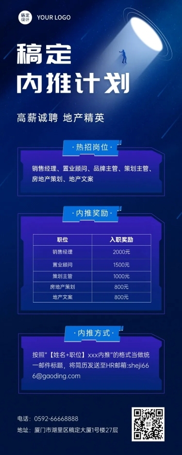企业公司员工内推招聘长图海报