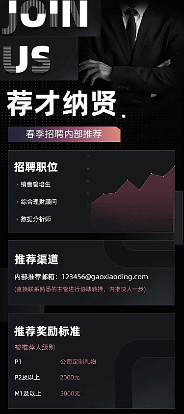 H5长页金融保险企业内推长图海报
