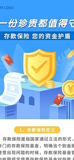 金融保险银行存款保险知识科普宣传插画长图海报