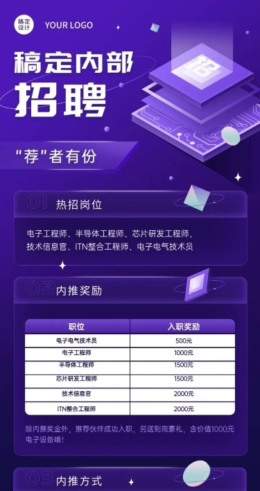 企业公司员工内推招聘长图海报