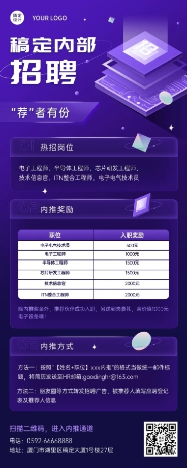 企业公司员工内推招聘长图海报预览效果
