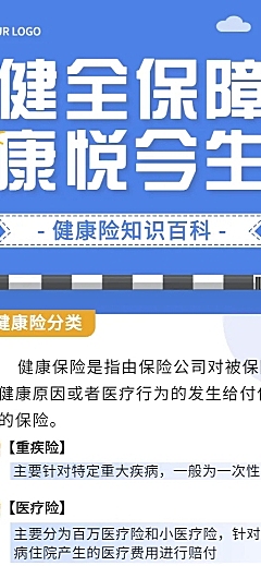 金融保险健康险知识科普理念推广插画长图海报