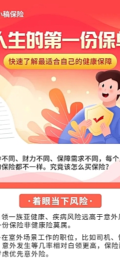 金融保险投保知识科普理念推广宣传插画长图海报