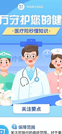 金融保险医疗保险秒懂百科知识科普插画长图海报