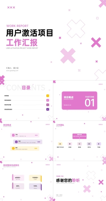 工作汇报简约风红色PPT套装预览效果