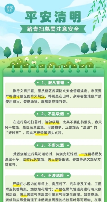清明节文明安全贴士长图海报