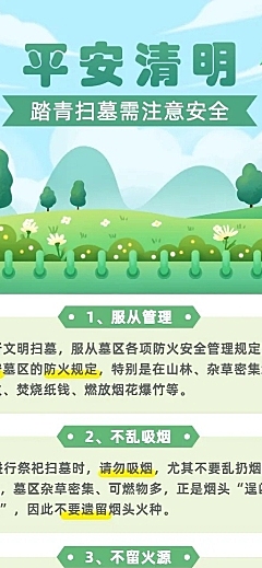 清明节文明安全贴士长图海报