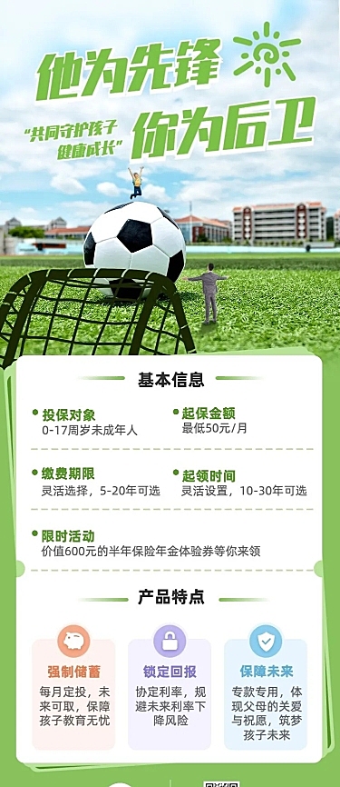 金融保险教育年金产品介绍营销实景长图海报