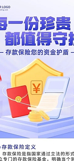 金融银行存款保险知识科普插画长图海报