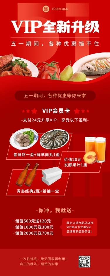 五一劳动节生鲜零售营销餐饮长图海报