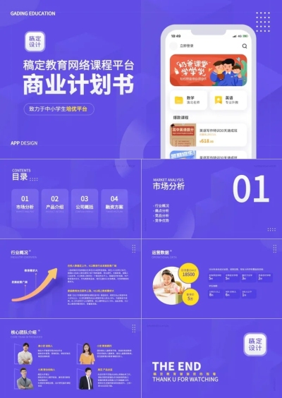 商业计划书商务风紫色PPT套装