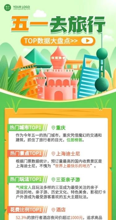 劳动节数据报告插画长图海报