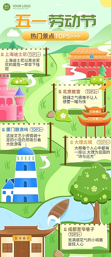 劳动节数据报告插画长图海报