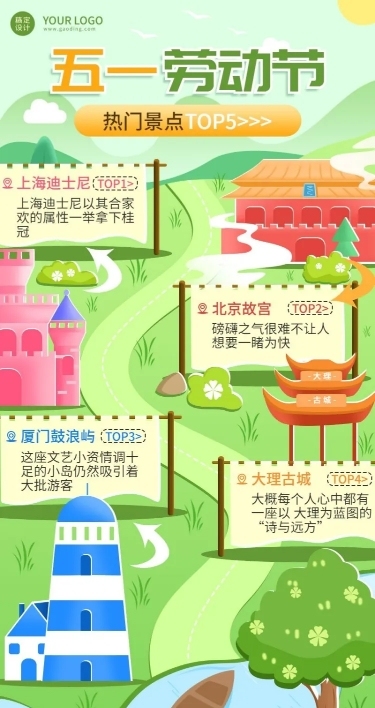 劳动节数据报告插画长图海报