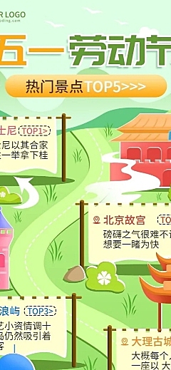 劳动节数据报告插画长图海报