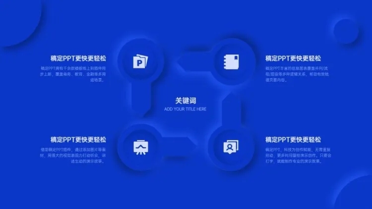 流程关系循环关系4项PPT图文页预览效果