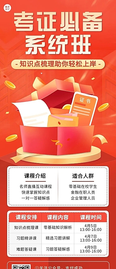 资格考证课程宣传介绍长图海报