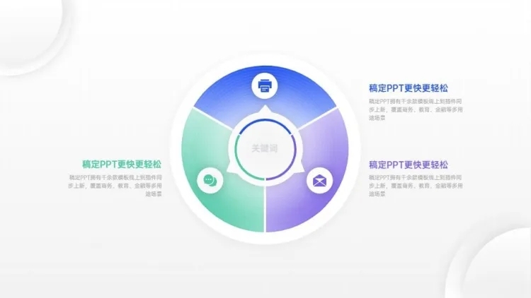 发散汇聚关系3项PPT图文页预览效果