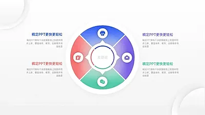 发散汇聚关系4项PPT图文页