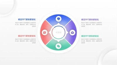 发散汇聚关系4项PPT图文页
