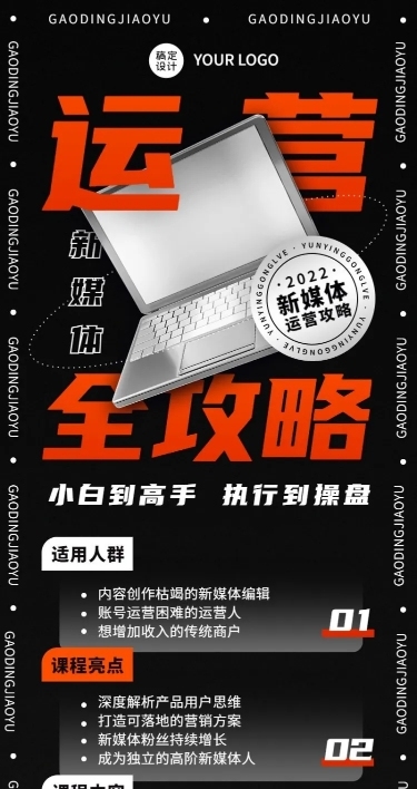 职业培训新媒体培训课程介绍长图海报