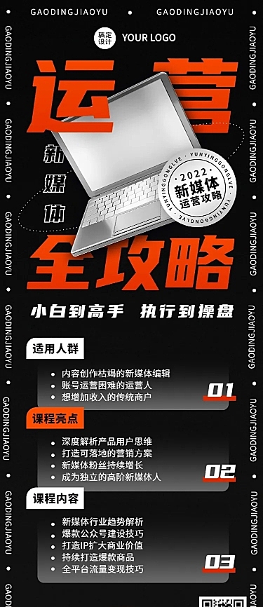 职业培训新媒体培训课程介绍长图海报