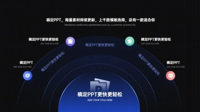 发散汇聚关系4项PPT图文页