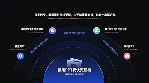 发散汇聚关系4项PPT图文页