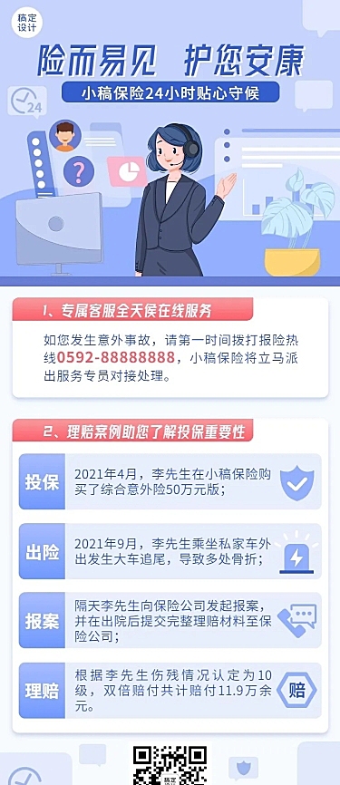 金融保险理赔知识科普案例分析插画海报